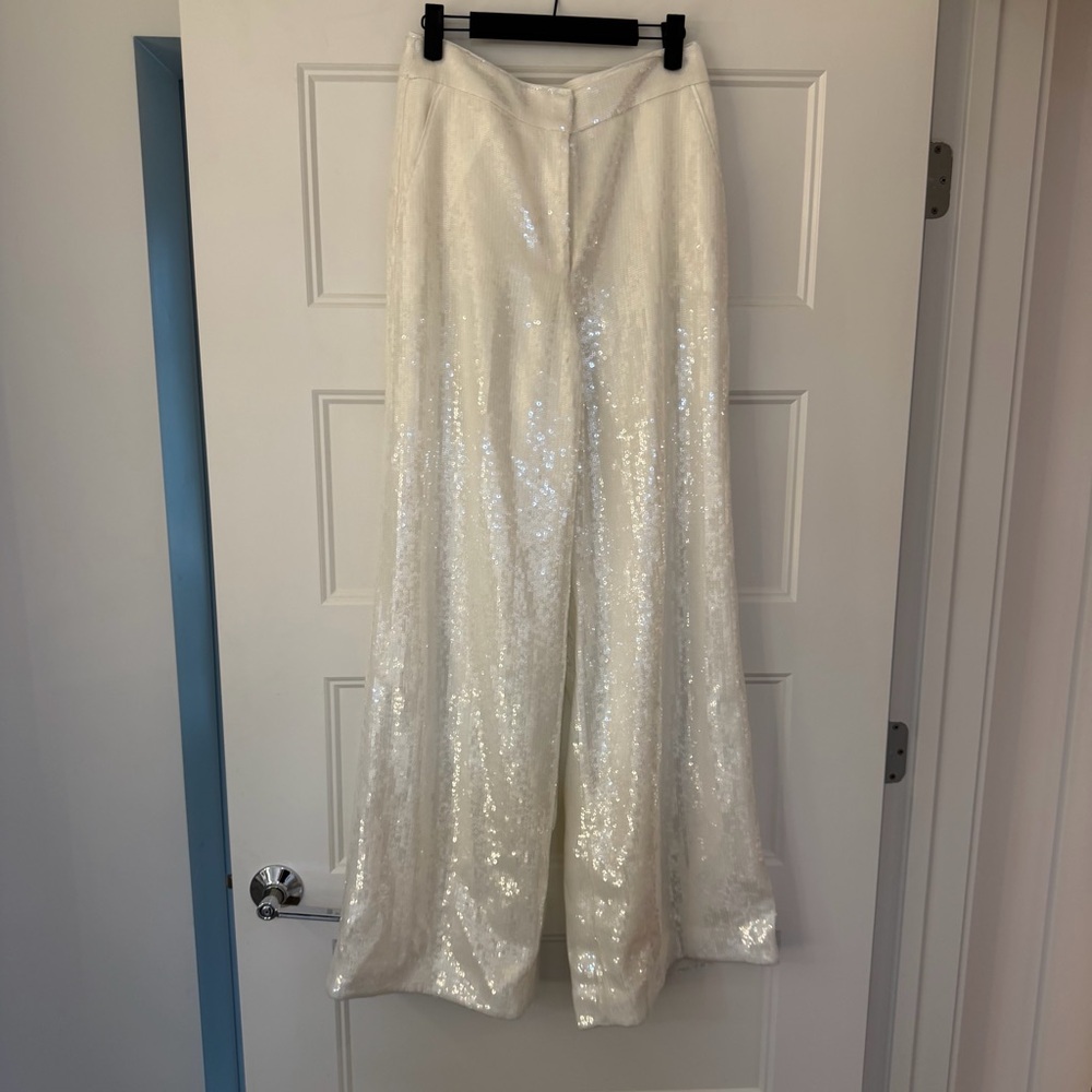 Theory Ivory Sequin Trousers